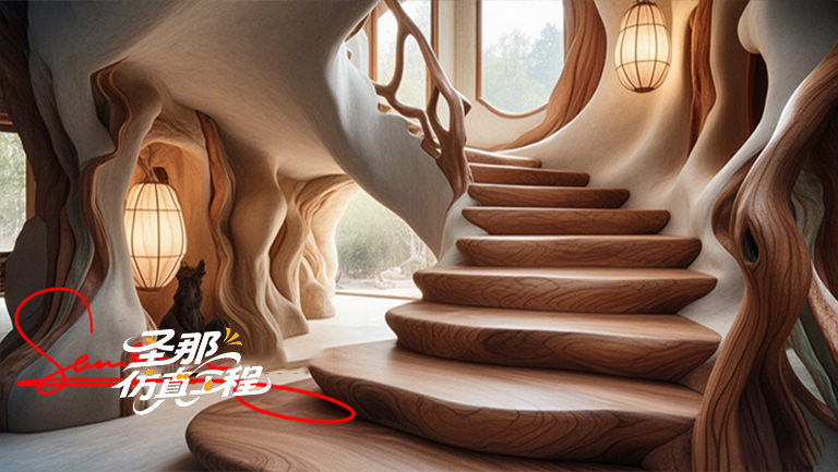 水泥仿木樓梯