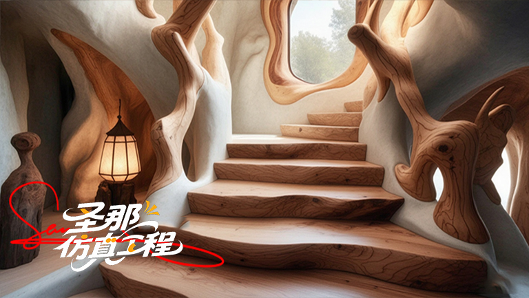水泥仿木樓梯